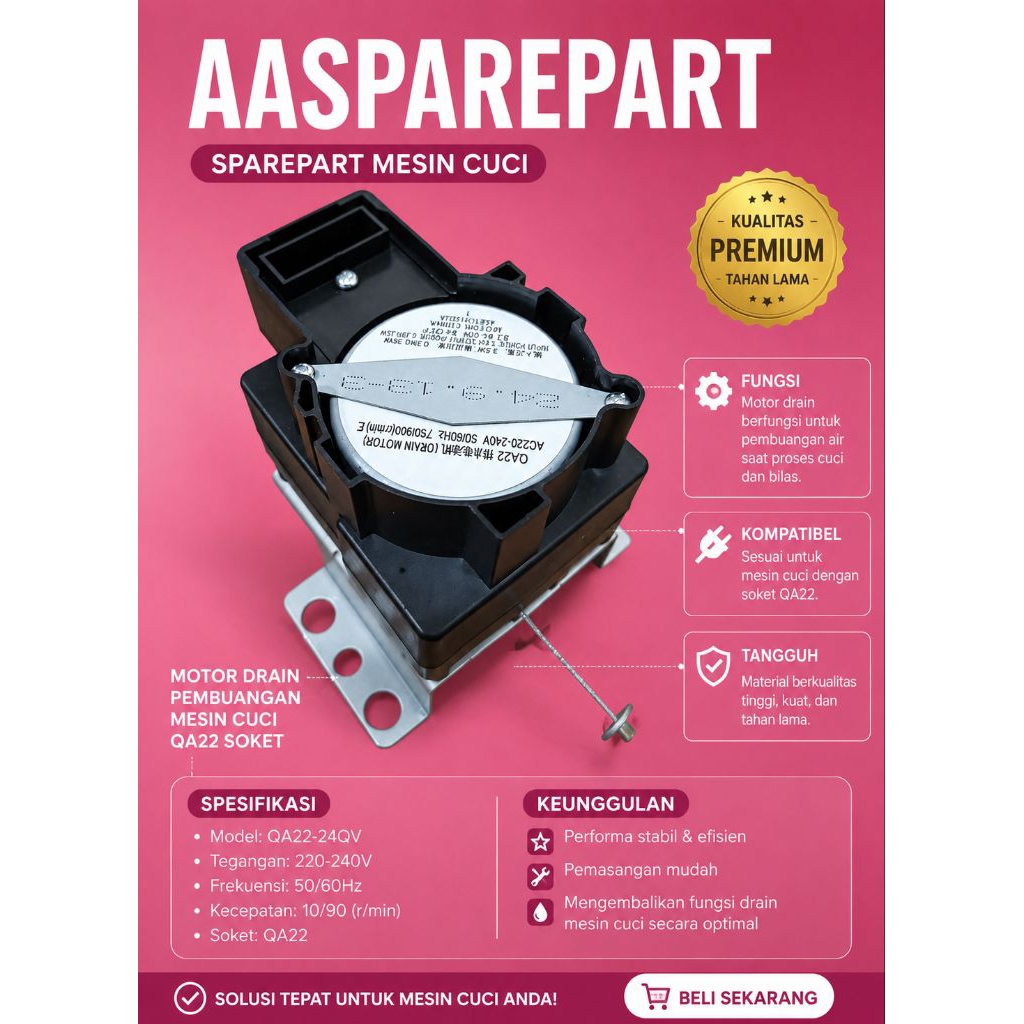 Drain motor mesin cuci 1 tabung QA22 / motor drain QA22