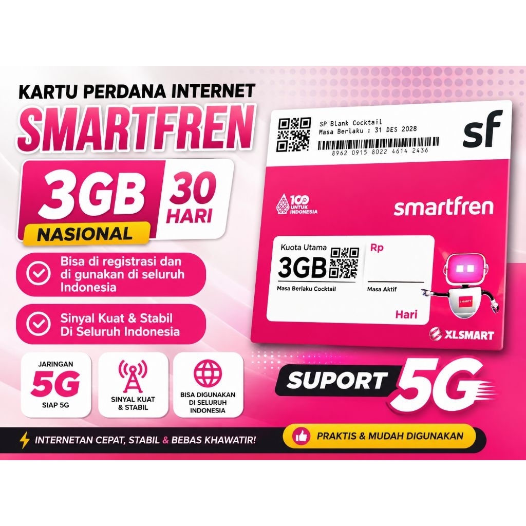 Nomor cantik kartu perdana smartfren GSm 4G prabayar Seri Tahun
