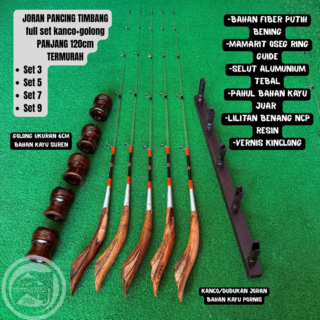 Joran pancing/joran timbang fullset kanco dan golong/panjang  80-120cm fiber bening