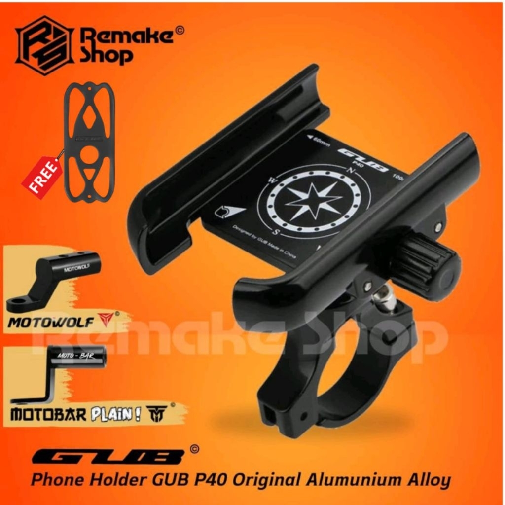 GUB P40 Phone Stand Holder Hp Handphone Sepeda Motor Dudukan Hp di Motor Tempat Hp di Motor Holder H