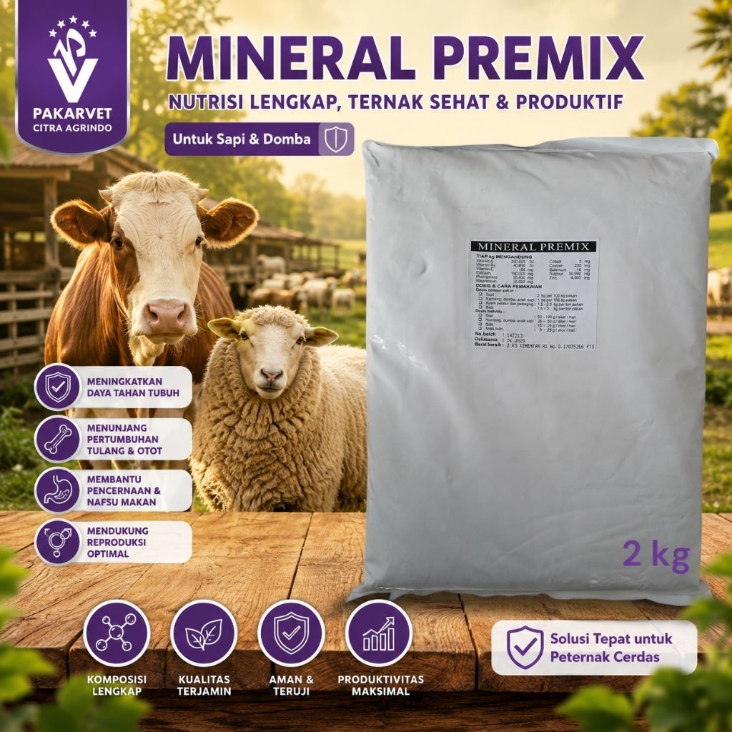 MINERAL PREMIX TMC 2 KG untuk sapi domba kambing ayam