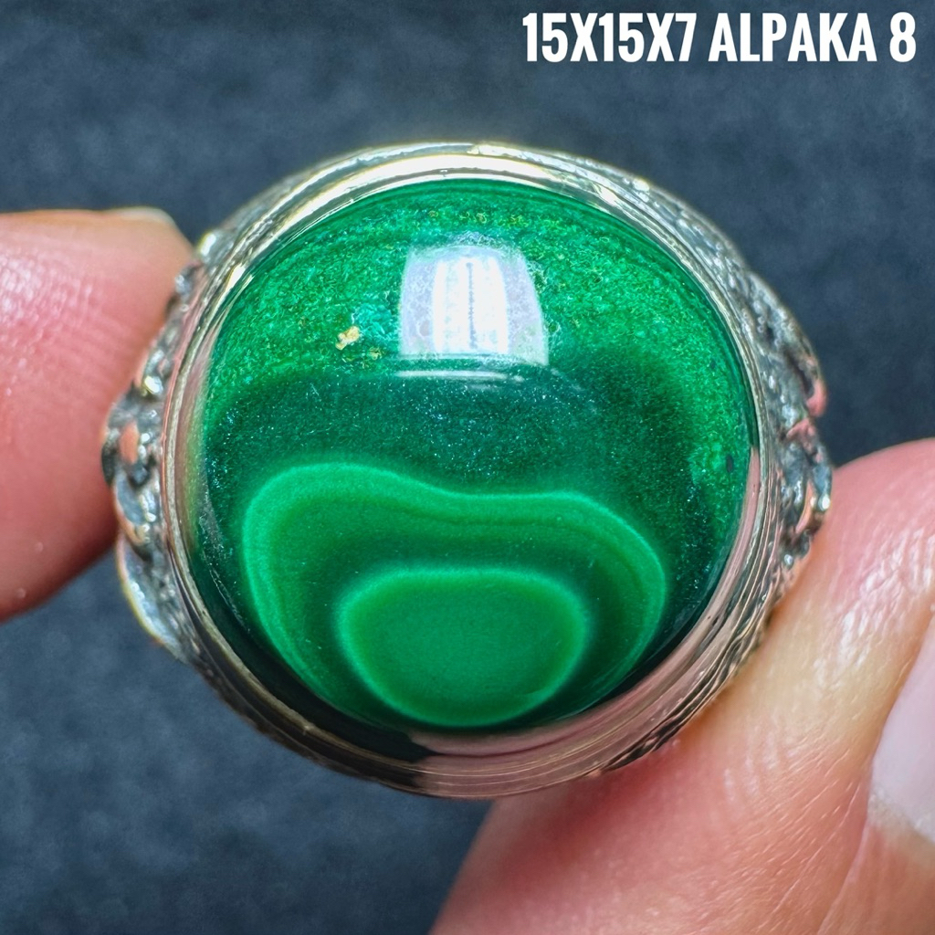 Cincin Batu Akik Natural Malachite (Asli Alam)