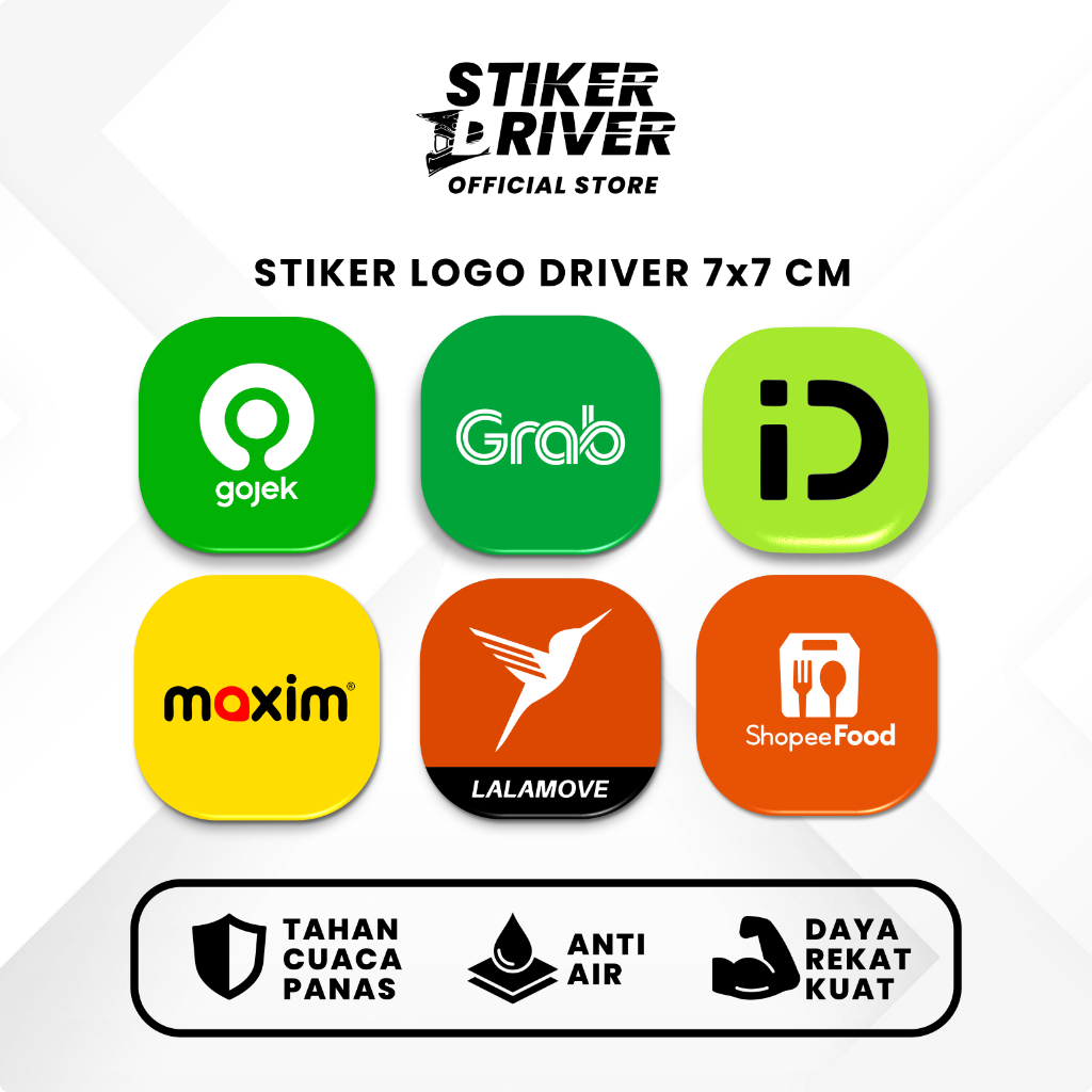 STICKER STIKER LOGO DRIVER 7 x 7 CM | MOTOR MOBIL HELM BODY | OJOL | GOJEK GRAB MAXIM SHOPEE INDRIVE