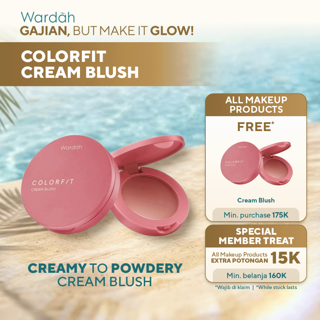WARDAH Colorfit Cream Blush - Formula ringan dan teksturnya creamy - Makeup - Blush On - Liquid Blus