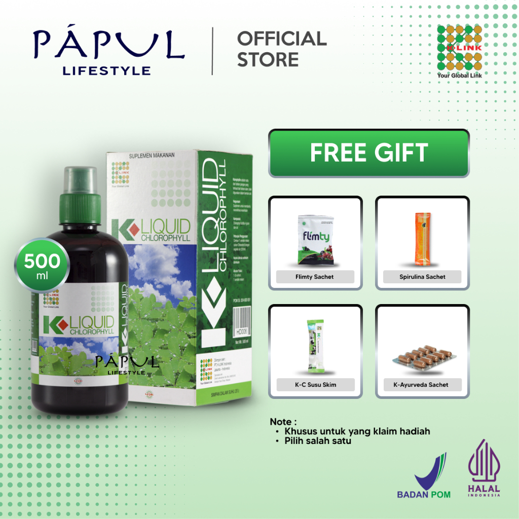 K-LIQUID CHLOROPHYLL 500 ml KLOROFIL K-LINK ORIGINAL Clorofil Klink Klorofil Original BPOM 500 ml Ch