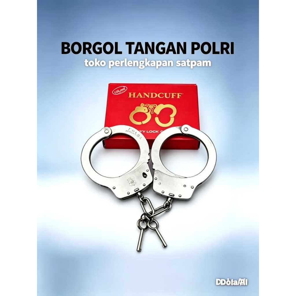 BORGOL TANGAN/HANDCUFF POLRI/POLISI/SATPAM STANLESS ASLI