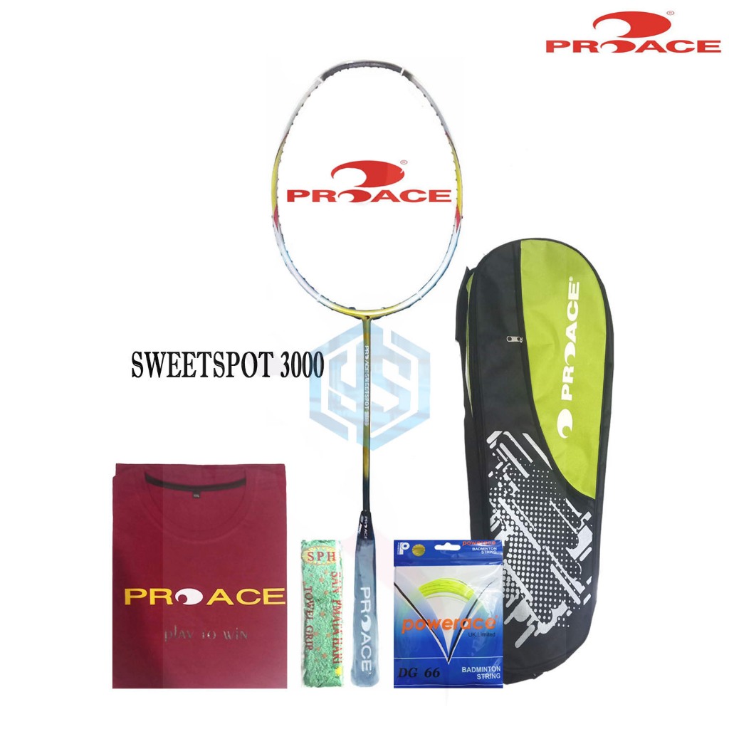 Raket ProAce Sweetspot 3000 Bonus Komplit Raket Badminton Pro Ace Sweetspot 3000