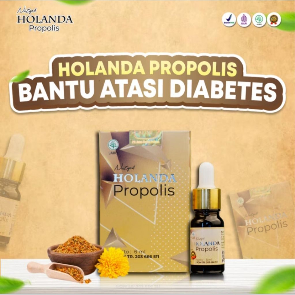 HOLANDA Propolis 10ML - Suplemen Herbal Diabetes Alami Penurun Gula Darah Tinggi dan Kolestrol