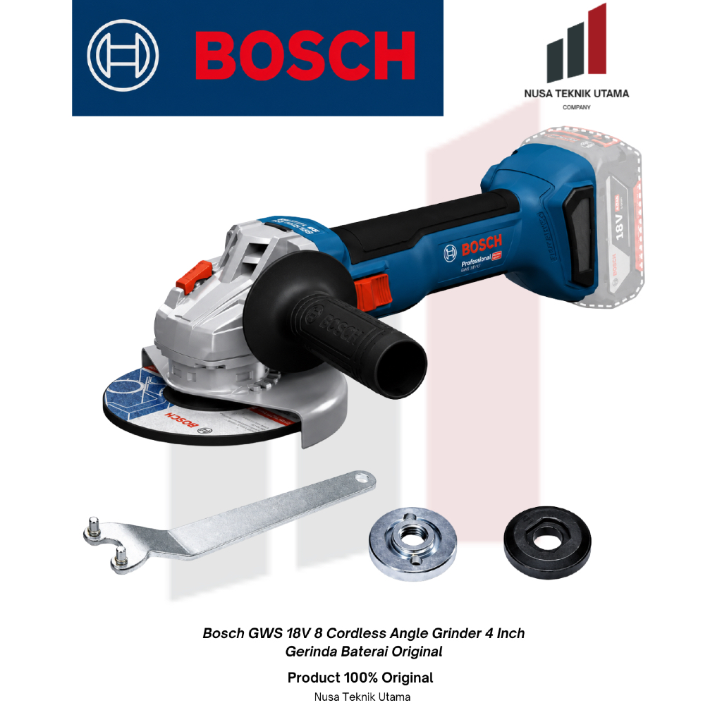 Bosch GWS 18V 8 Cordless Angle Grinder 4 Inch Gerinda Baterai Original