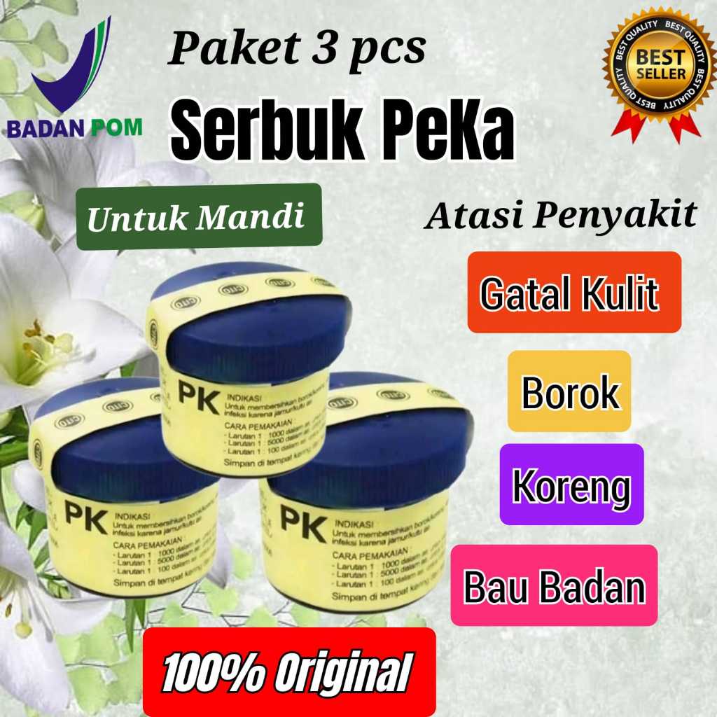 Serbuk PK Peka Original BPOM Untuk Gatal Kulit Panu Kadas Kurap Jamur Kutu Air Eksim Koreng Borok Be