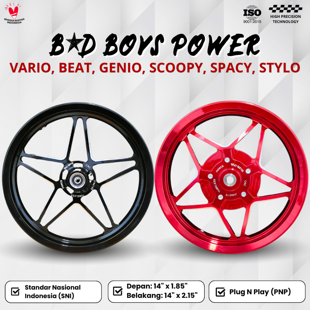 VELG BADBOYS RING 14 | VELG MOTOR AEROX VARIO BEAT GENIO SCOOPY STYLO | VELG RACING MERK POWER
