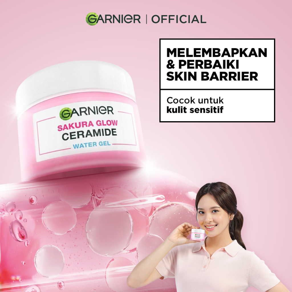 GARNIER Sakura Glow Ceramide Barrier Moisturizer Gel 50ml Skincare Water Gel Pelembab Ringan mencera