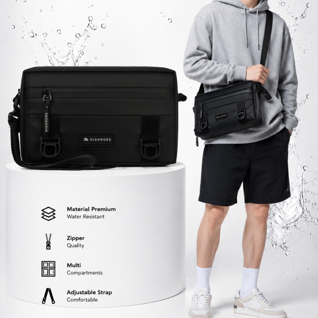 Tas Selempang Pria 3in1 Waterproof | Handbag Original Highmore Anzu | Clutch Bag Tas Tangan Cowok