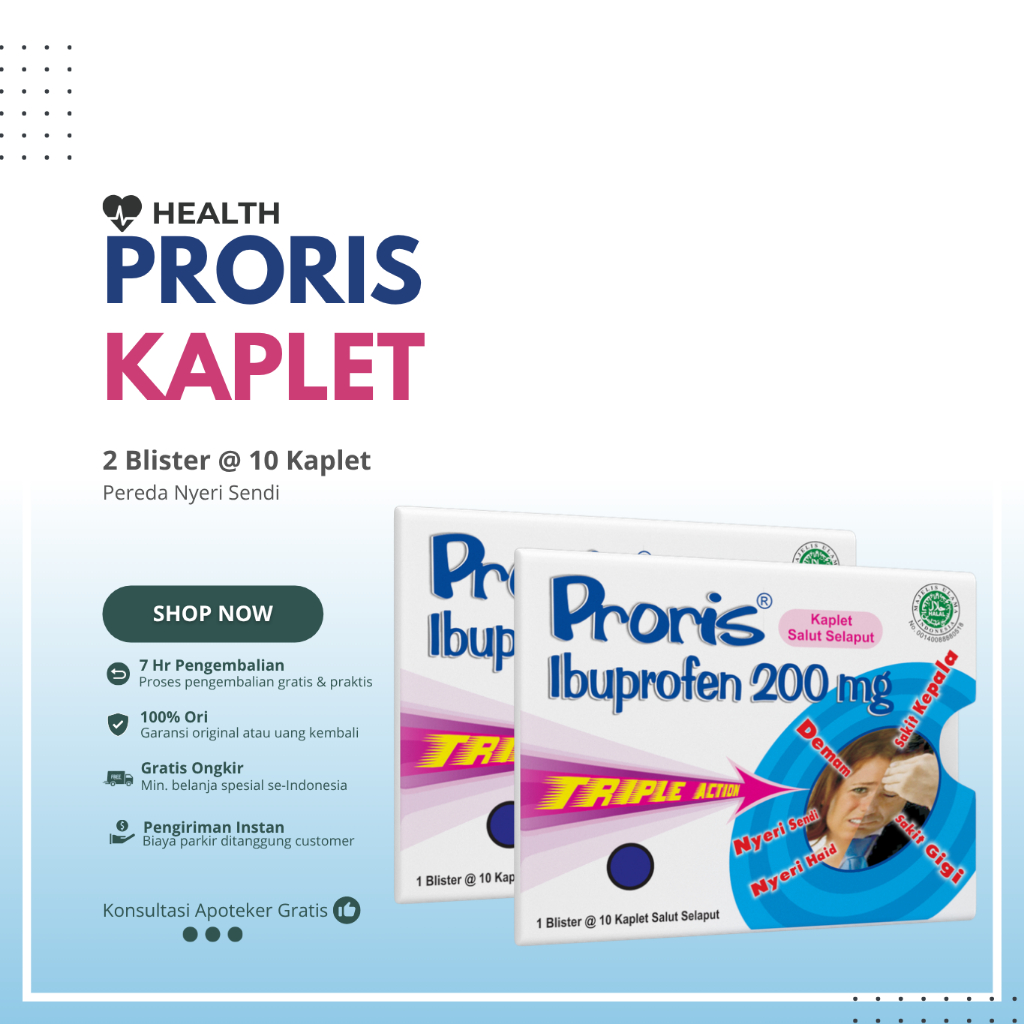 Proris Kaplet Ibuprofen Triple Action/Obat Sakit Kepala/Obat Demam/Pereda Nyeri