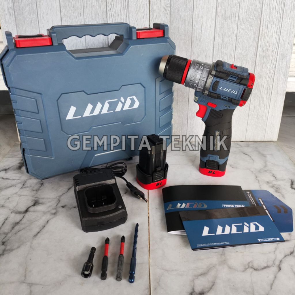 Lucid LX-50 Cordless Drill Mesin Bor Baterai 13mm 18Volt 2.0Ah 2 baterai