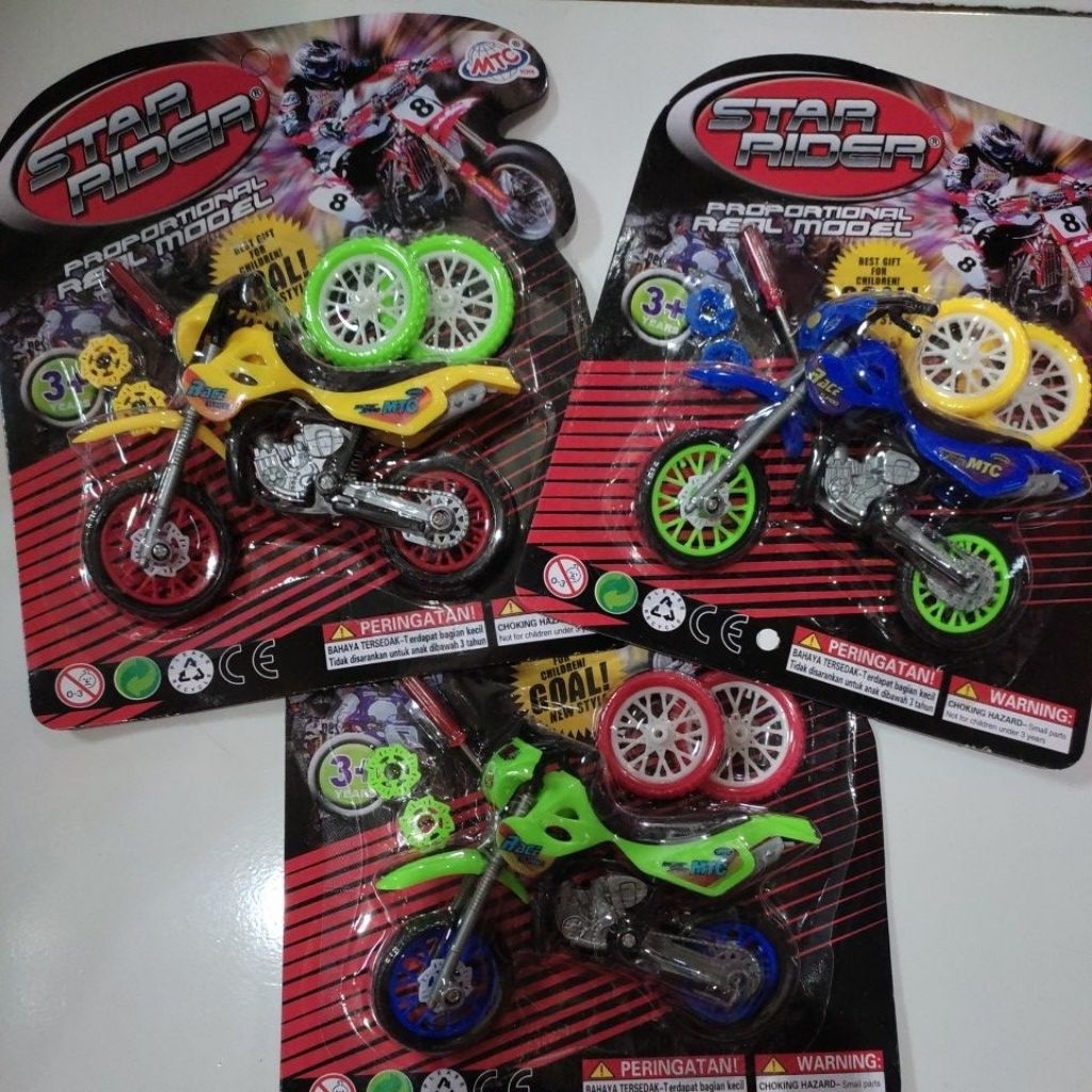 Mainan Motor Cross STAR RIDER - Mainan Motor Trail Anak Lengkap dengan Ban dan Obeng