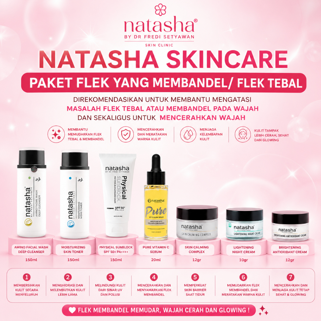 NATASHA SKINCARE PAKET LENGKAP FLEK YANG MEMBANDEL/ FLEK TEBAL DAN SEKALIGUS MENCERAHKAN WAJAH