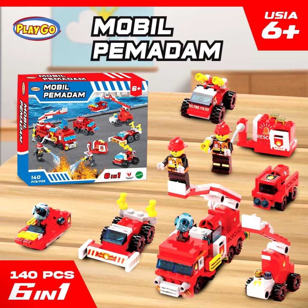 GOGO TOYS - PLAYGO MOBIL PEMADAM MAINAN LEGO ANAK MAINAN RAKITAN 35-013