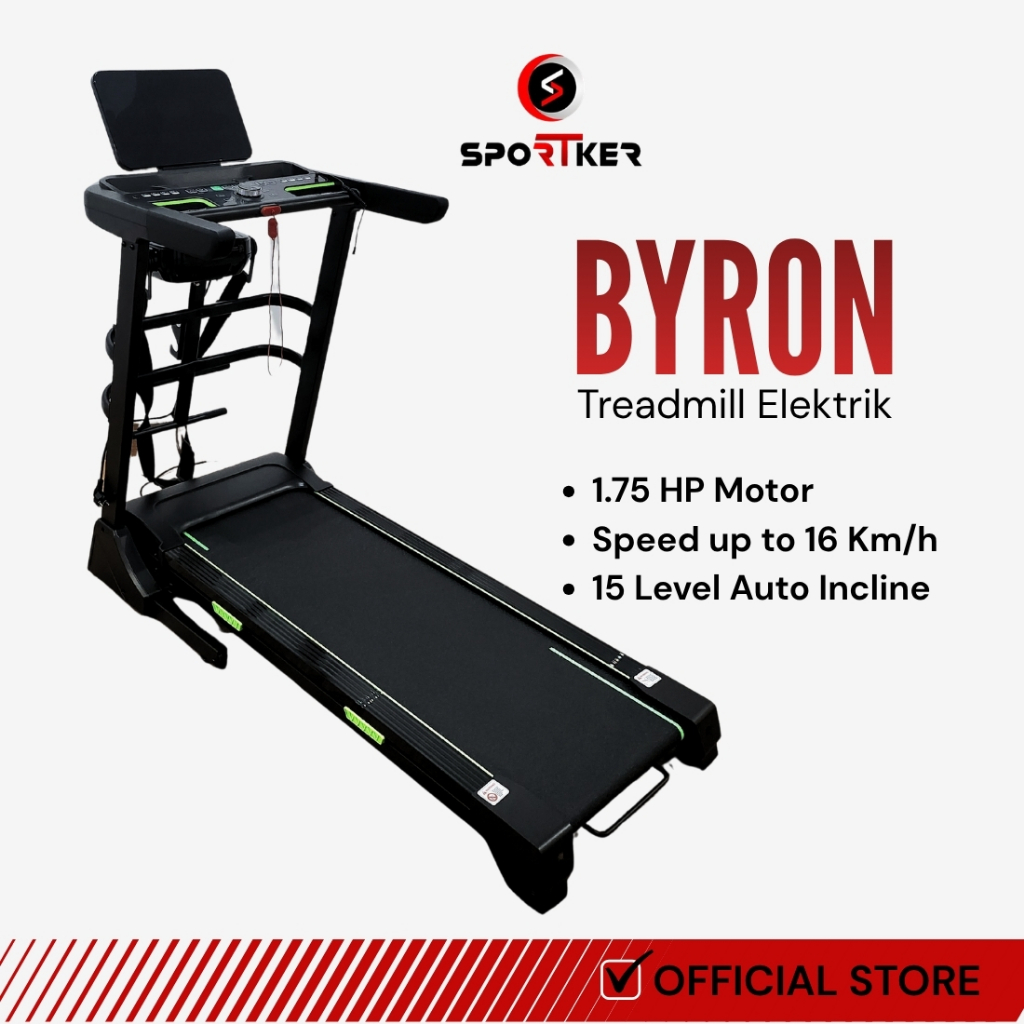[SPORTKER] Treadmill Elektrik Byron Alat Olahraga Lari Auto Incline | Alat Olahraga | Alat Fitness |