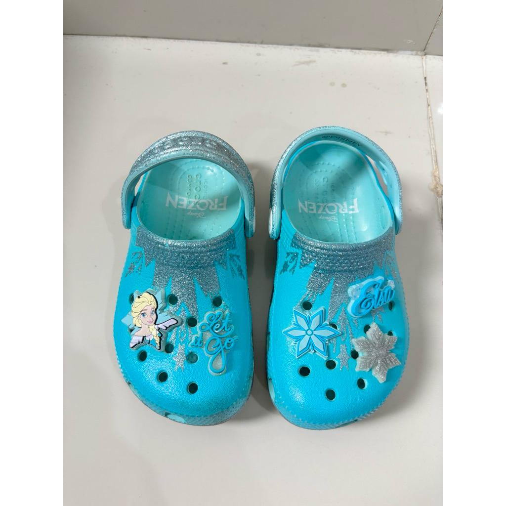 Sepatu Sandal Crocs Elsa Frozen (Prelove) size C9 / EU 25.5 / 15.6cm