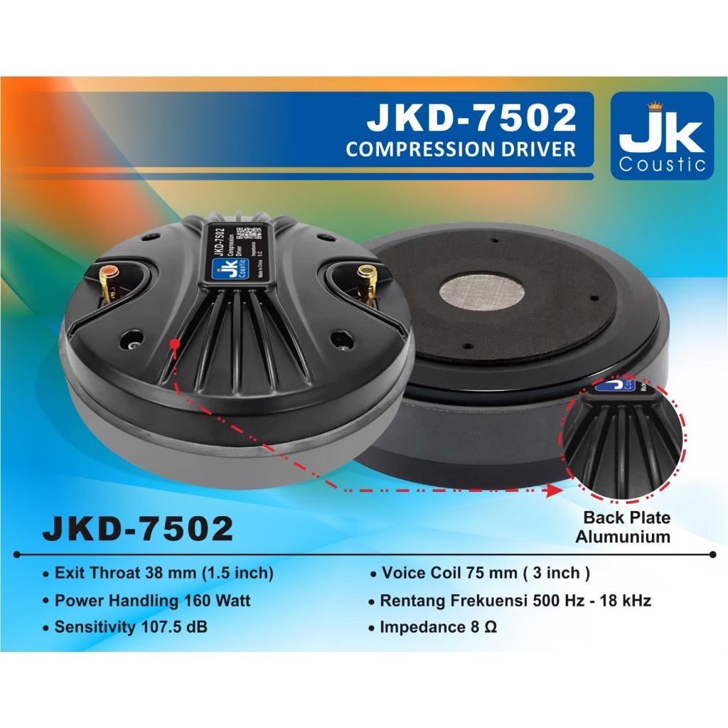 Compression Driver JKD 7502 JK Coustic Driver Tweeter JKD 7502 Alumunium