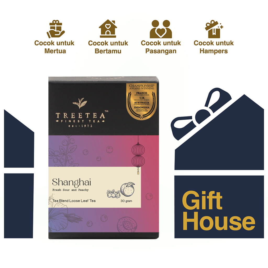 Tea Gift Box | SHANGHAI - Tea Bags Peach Flavour | Hampers Tea untuk Orang Tersayang | Kado Ulang Ta