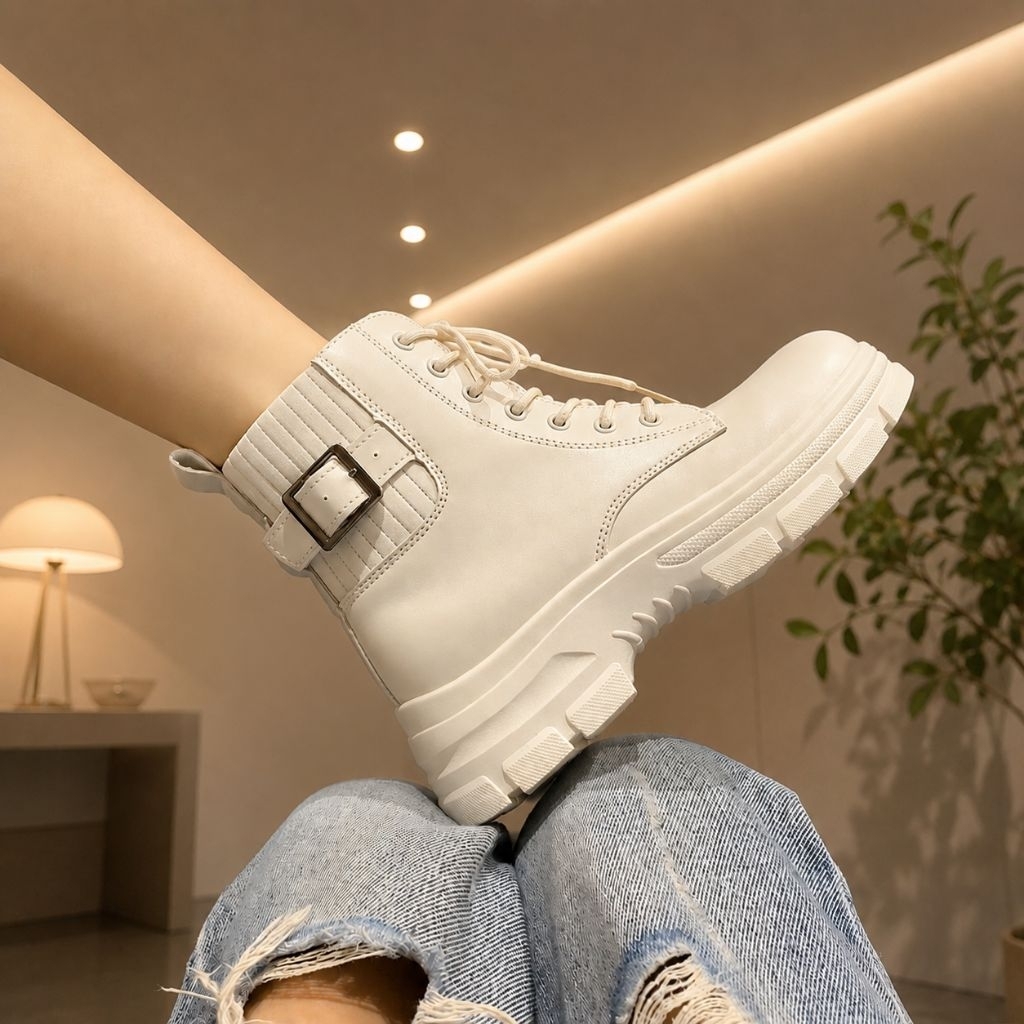 wajib up 1 size SEPATU BOOTS OP6392 COMBAT STYLE KOREA SEPATU BOOTS WANITA