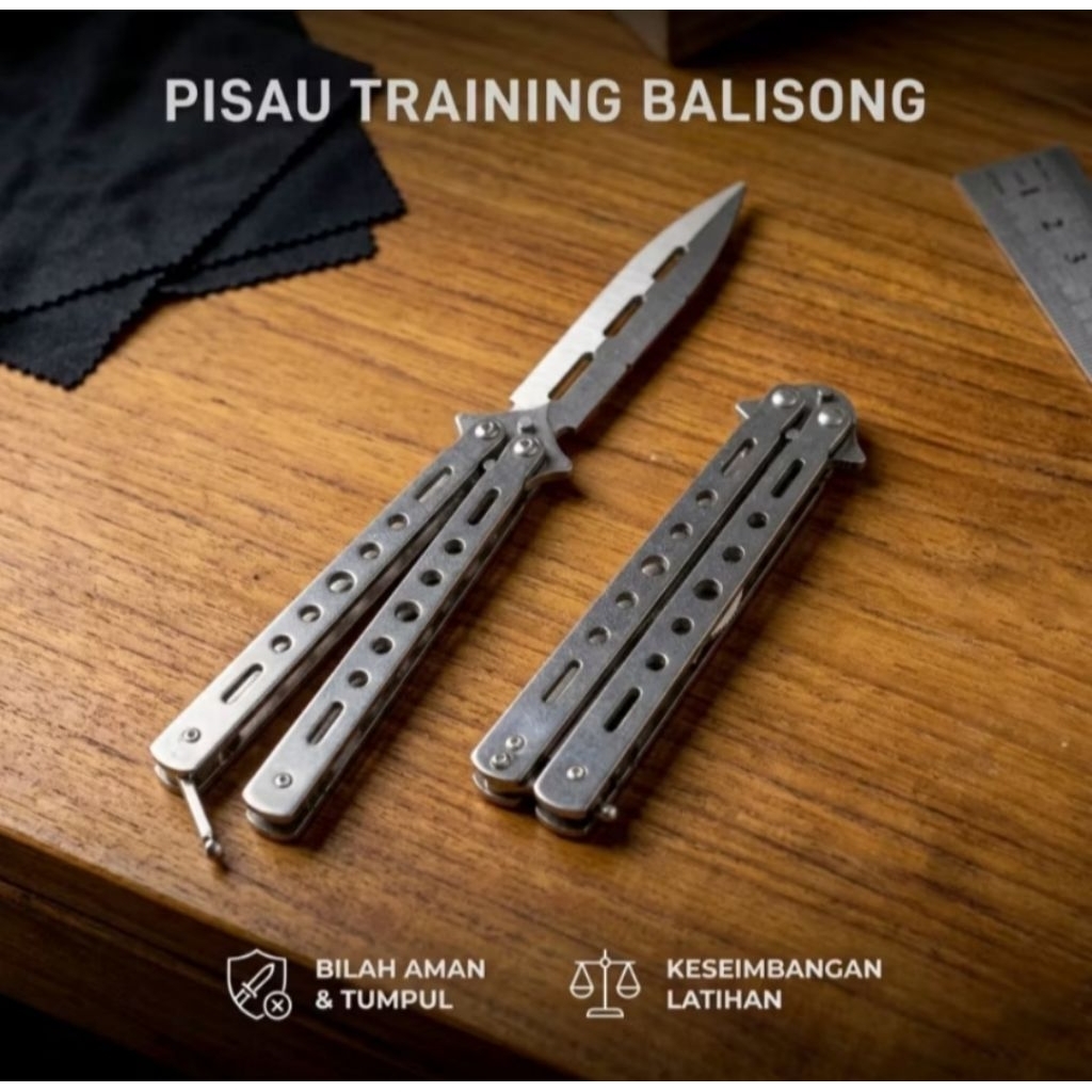 Pisau Latihan Lipat Balisong Aman Tumpul Knife ketrampilan tangan