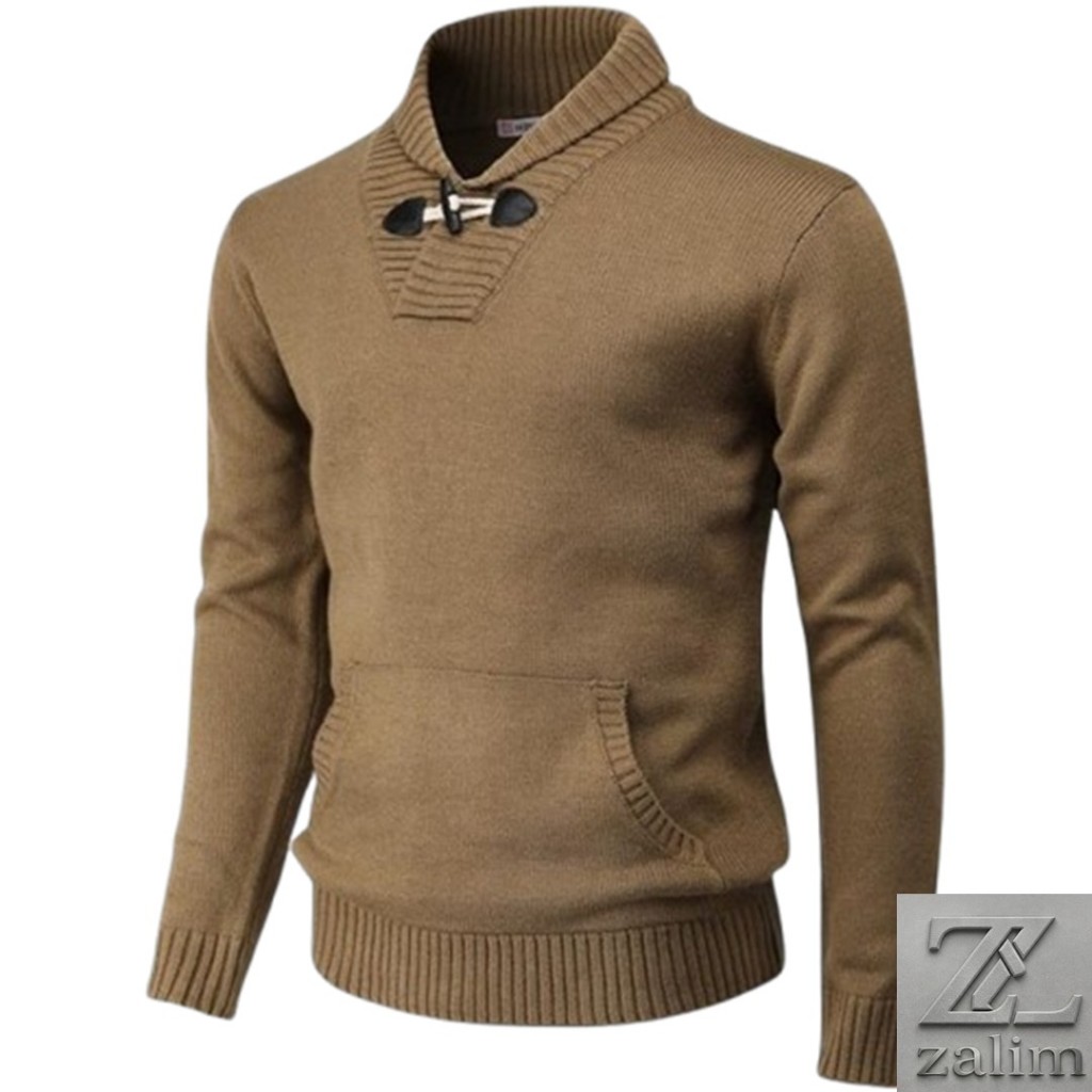 Sweter Pria Rajutan Pria Sweter Modis Korea Sweter Wol Solid Sweter Rajutan Pria