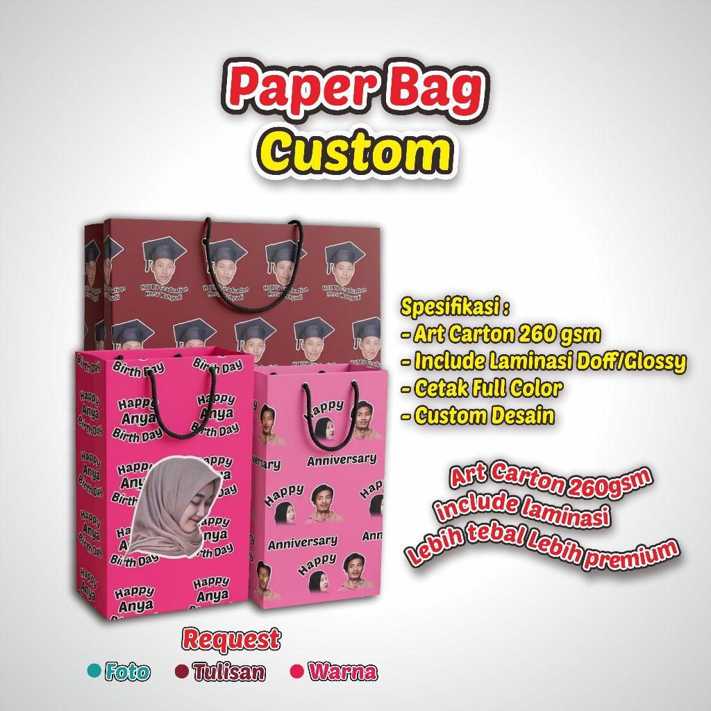 Paper Bag Custom | Paper Bag Custom Foto | Paper Bag Kado Custom Foto