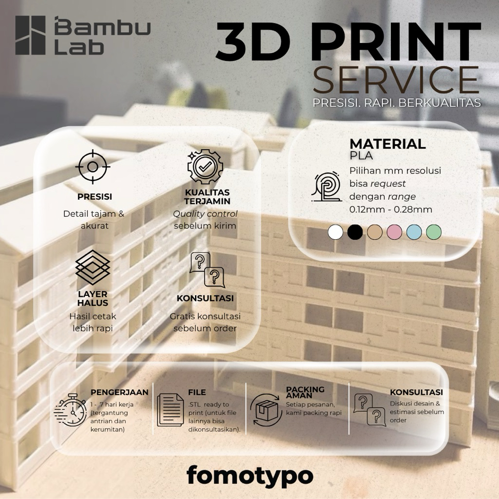 Jasa Cetak Maket Arsitektur 3D Print - PLA+ Premium Quality