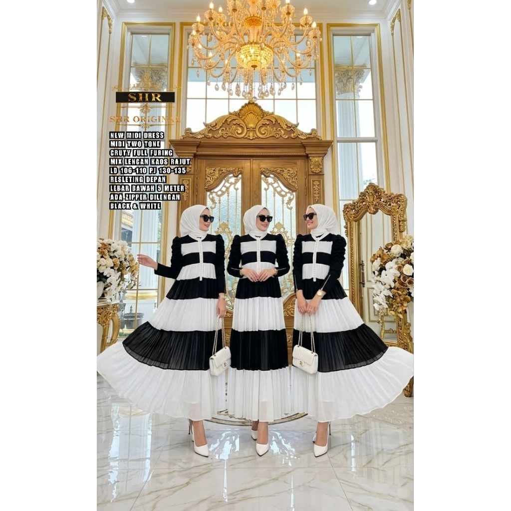 SHR MIDI DRESS MIDI TWO TONE MIDI DRES SHR TERBARU  VIRAL