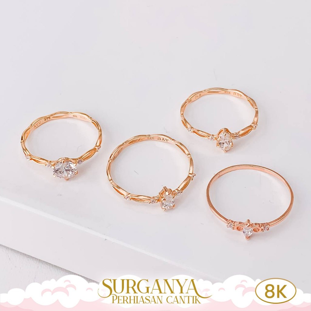 Cincin Emas Kadar 8K Model Solitaire Macan Gold