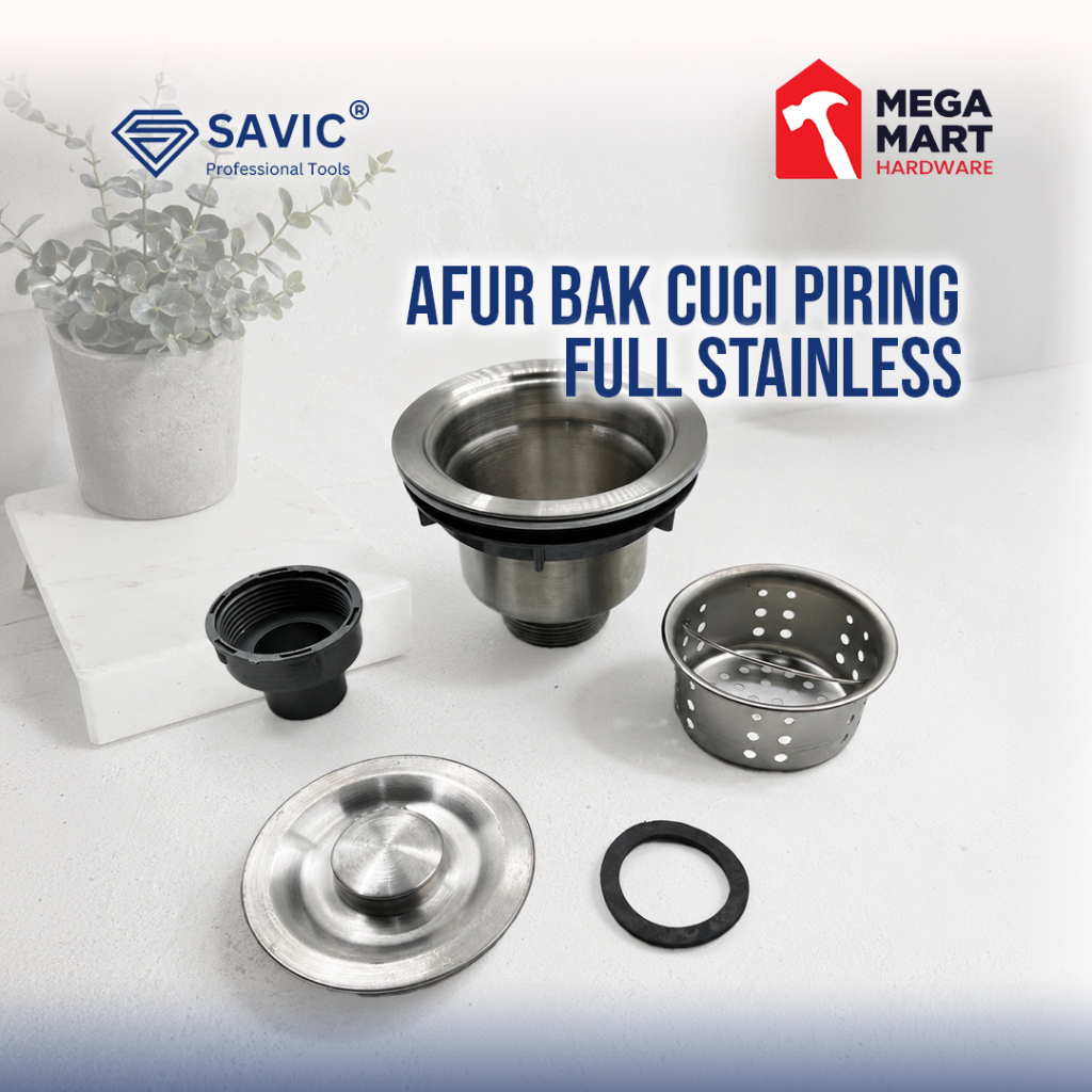 SAVIC Afur Keranjang Full Stainless Saringan Bak Cuci Piring Wastafel Drainer Sink Set