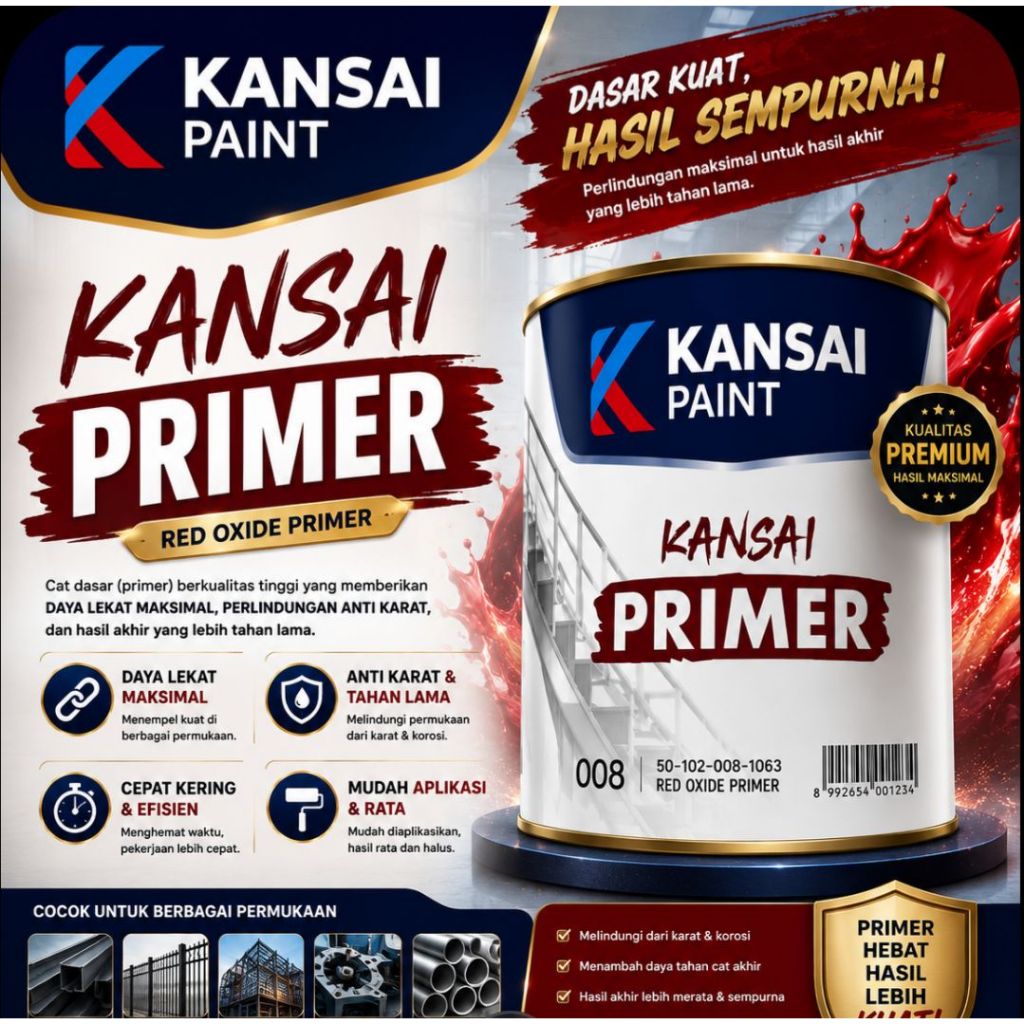 Kansai Ftalit Primer 1 Kg - Cat Dasar Besi Anti Karat Zinc Chromate