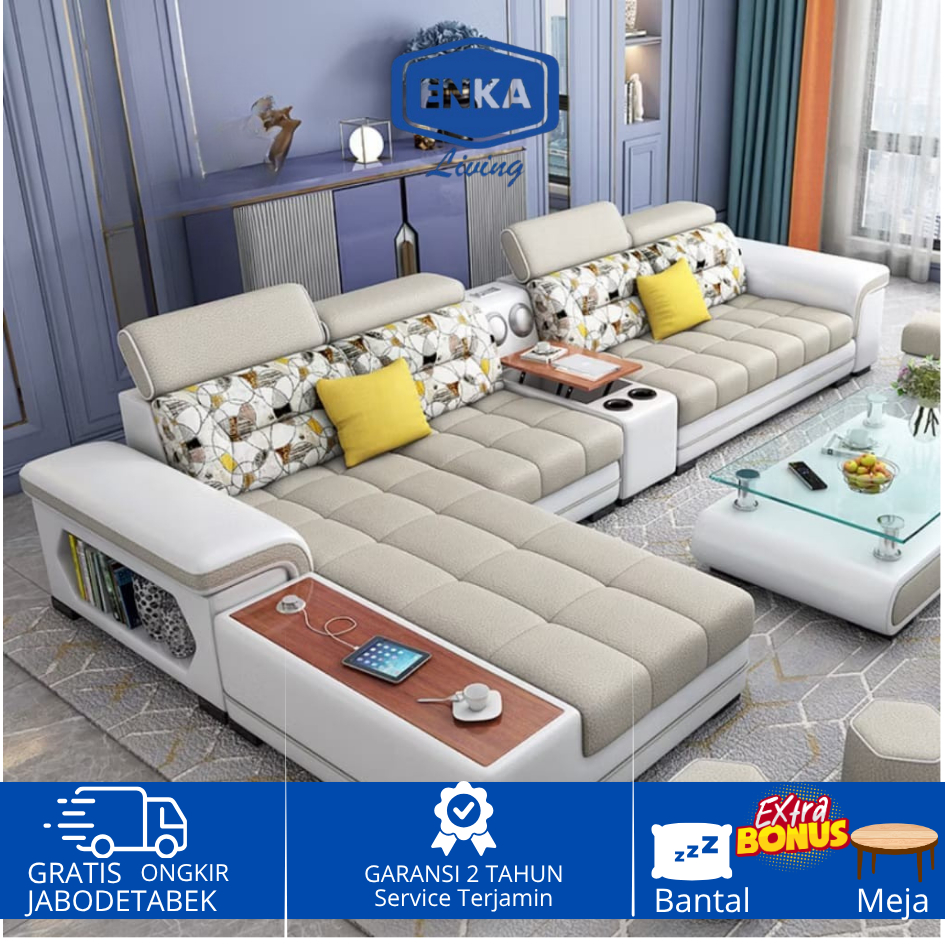 Kursi Sofa Ruang Tamu leter L Desain Mewah