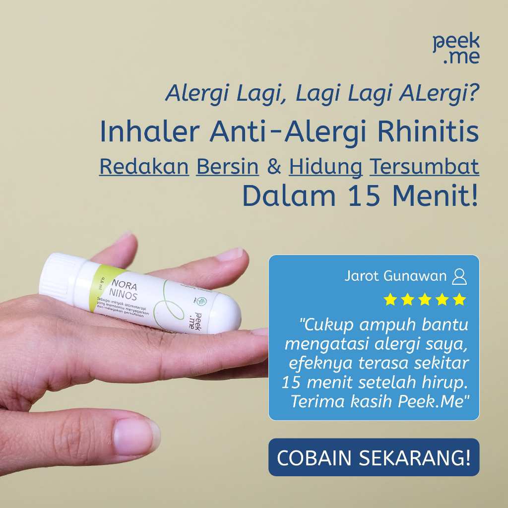 Peek.Me Nora Ninos | Inhaler Nasal Alami & Aman/No Steroid | Meredakan Gejala Alergi Pernapasan Rhin