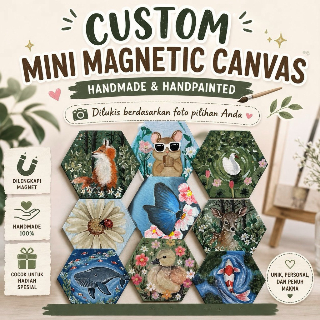 KUSTOM LUKISAN AKRILIK KANVAS MAGNETIK MINI | CUSTOM ACRYLIC PAINTING MINI CANVAS
