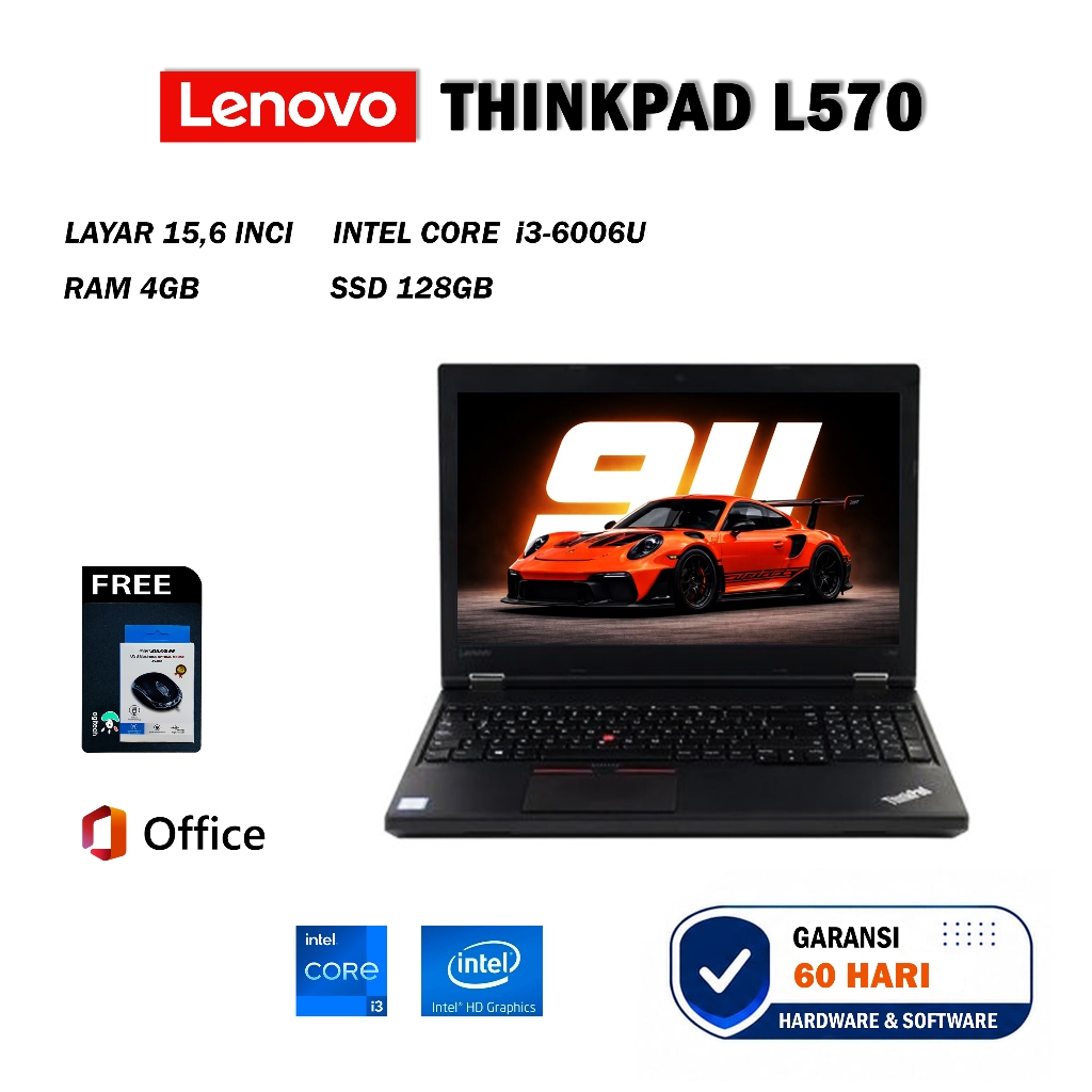 Lenovo Thinkpad L570 L560 Core i3-6006U RAM 4GB SSD 128GB Layar 15 Inci Laptop Second Murah