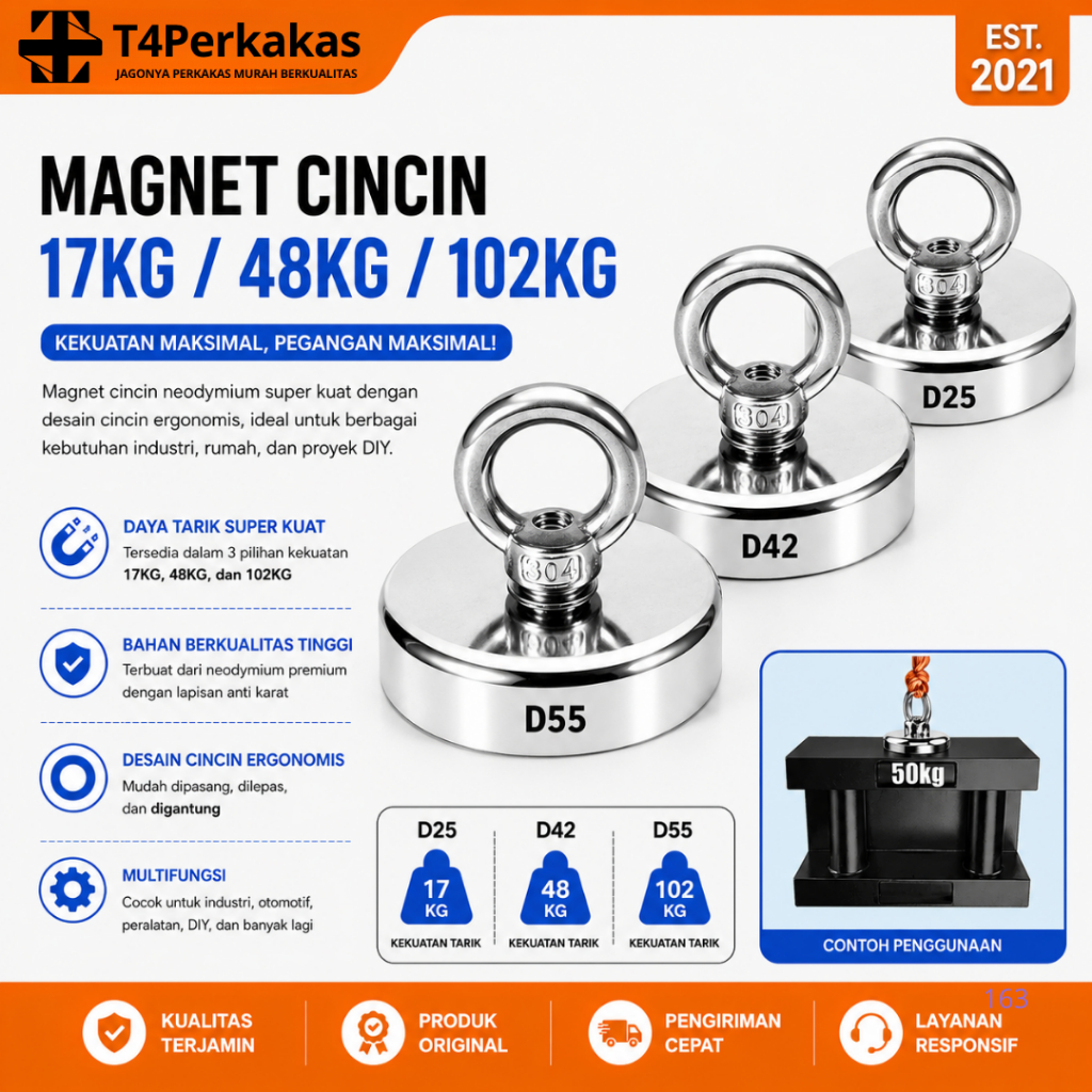 Magnet Neodymium Kait Magnet pancing Besi Magnet bulat D55