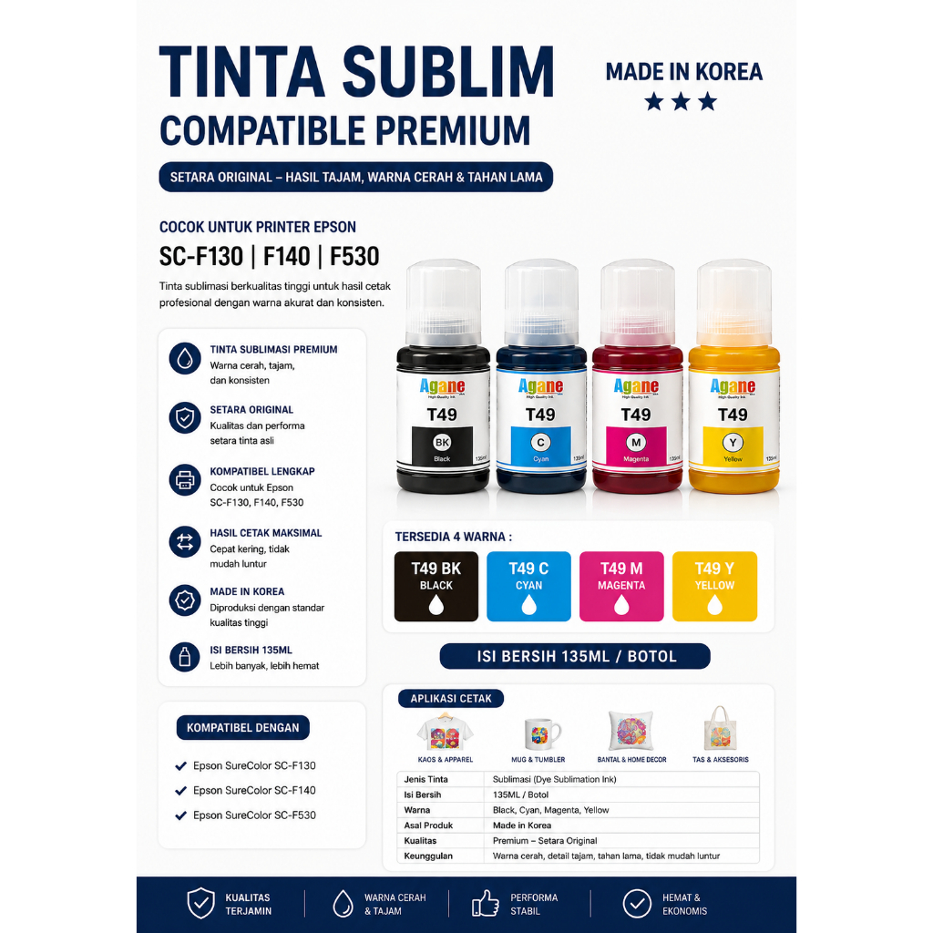SC-F130 F140 F530 tinta isi ulang compatible SETARA ORIGINAL