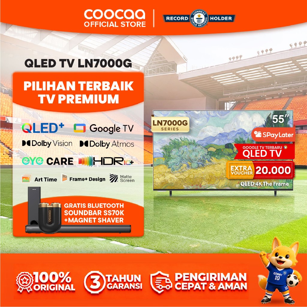 [TERBARU] COOCAA The Frame TV 55 inch LN7000G - 4K QLED-TV+Matte screen - Google TV - Eye Care 5.0 -