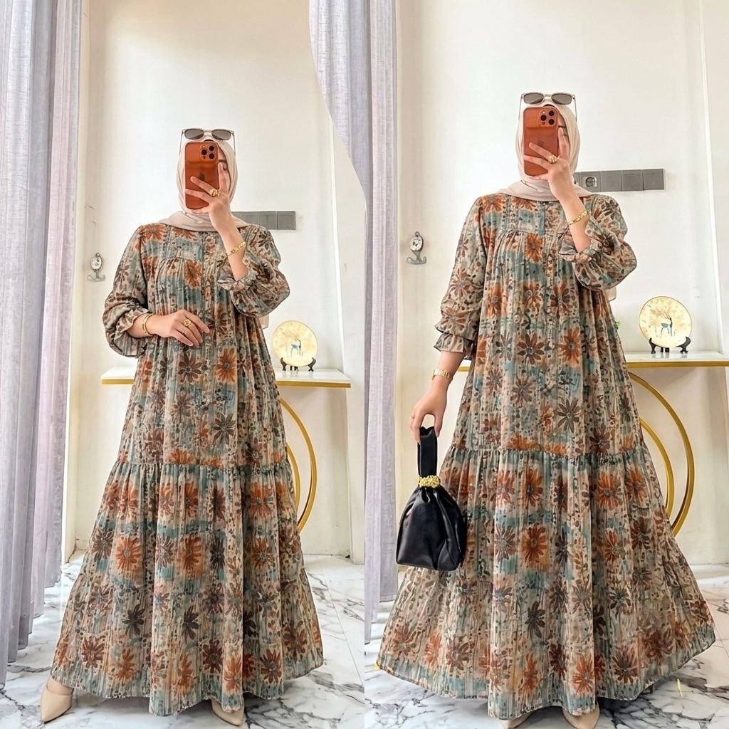Gamis terbaru Rayon kekinian - Gamis Rayon diamond premium- Gamis rayon kekinian Rayon diamond motif