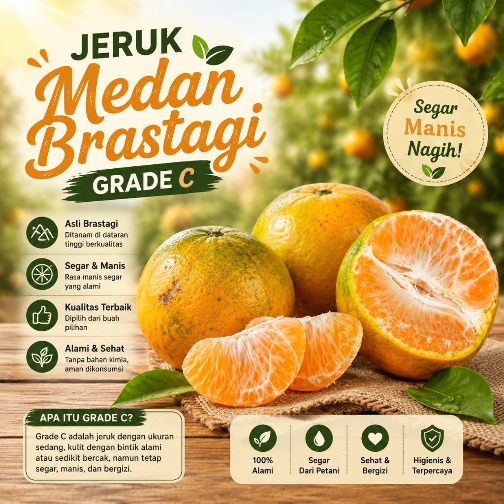 (Dunia Buah Segar ) BUAH JERUK MEDAN BRASTAGI GRADE C MANIS GROSIR
