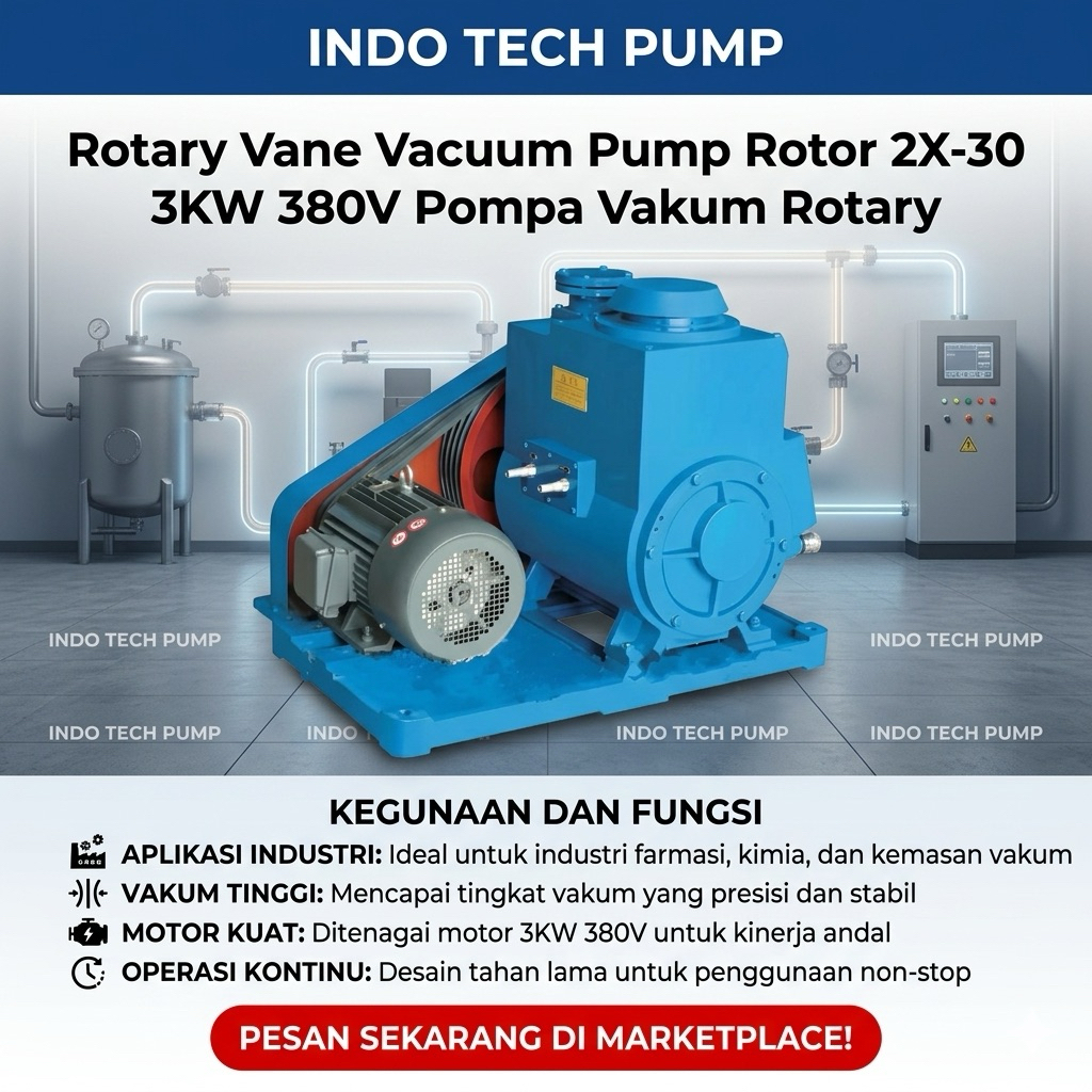 Rotary Vane Vacuum Pump Rotor 2X-30 3KW 380V Pompa Vakum Rotary Vane Baling-Baling Putar