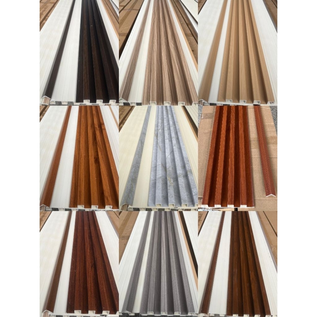 (PerLembar) Wall Panel 3Meter WPC Dinding Motif Serat Kayu Coklat Tua Muda Abu Grey Tembok WallPanel