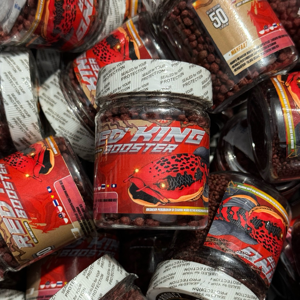 RED KING BOOSTER Full Nutrisi Pelet Progres Warna Dan Cabung Makanan Ikan Predator Pakan Channa Maru