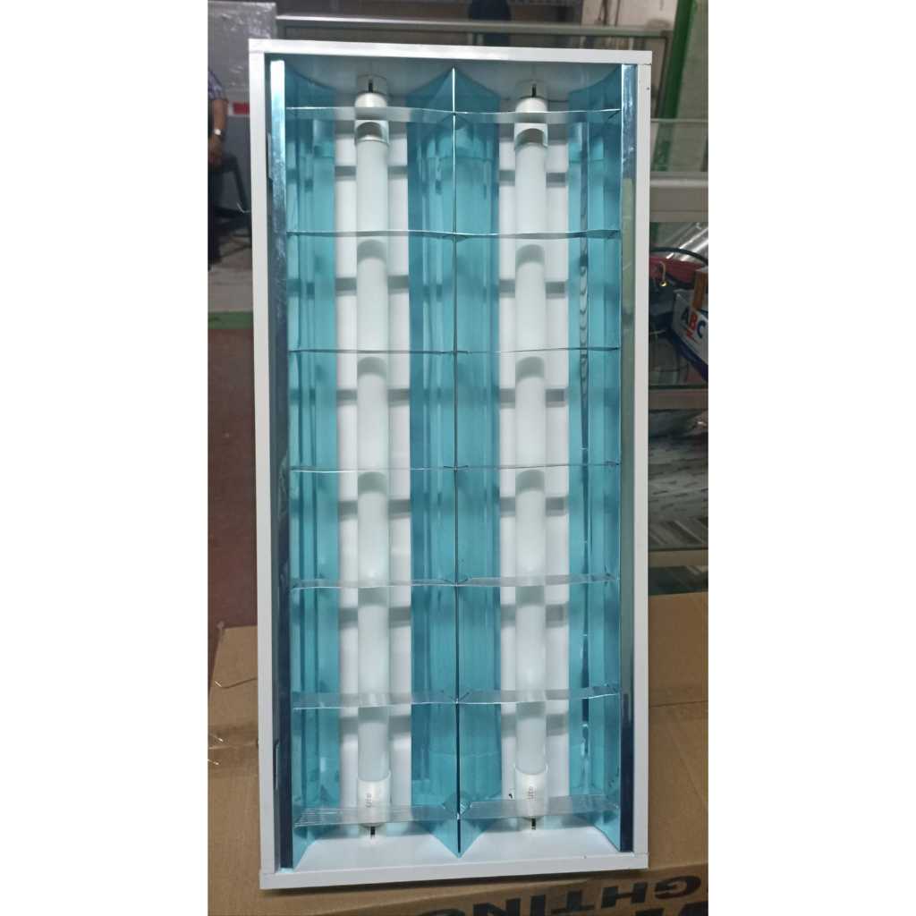Kap Lampu RM Mirror TL 2 x 18 Watt /TL Led 2 x 9 Watt Lokal