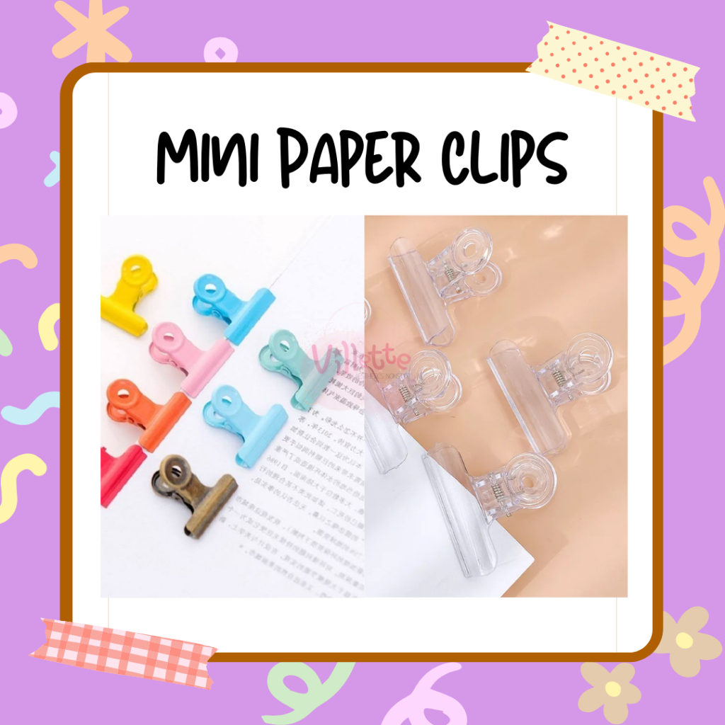 Klip Kertas Mini Paper Clip Sudut Buku Anak Plastik Besi Lucu Estetik Multifungsi Praktis Kecil Mung