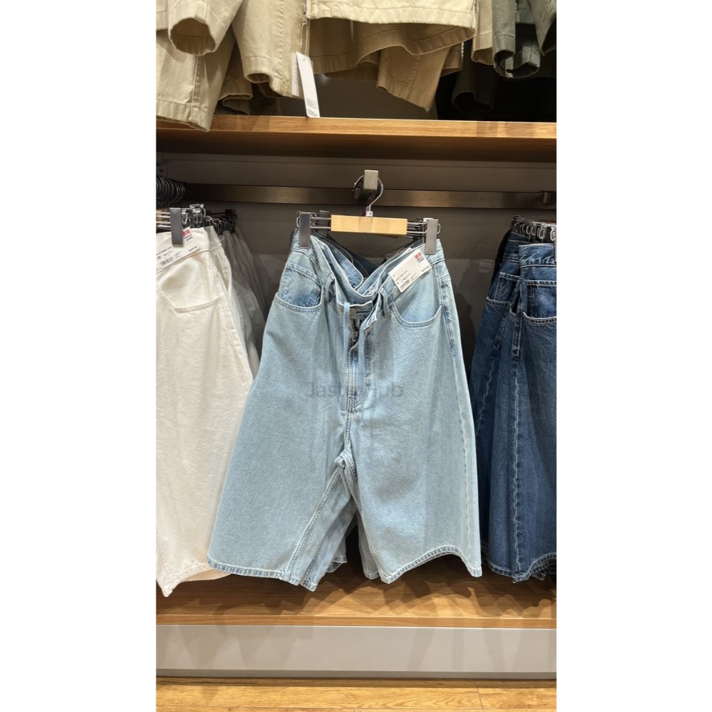 Jastip Uniqlo Celana Pendek Jeans Jorts Wanita Tinggi Pinggang Original Jepang